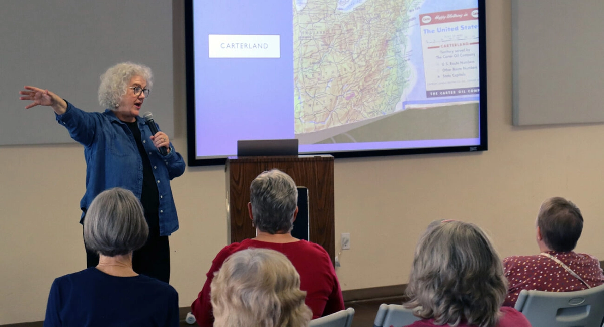 Author giving presentation