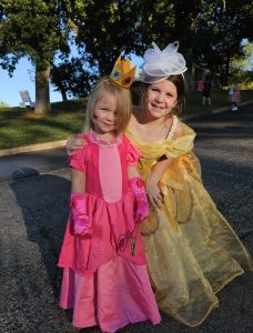 two girls dressed up as princesses